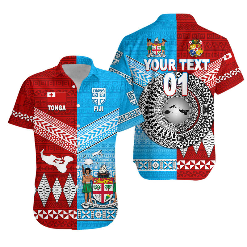Custom Personalised Tonga Ngatu And Fiji Tapa Hawaiian Shirt Together