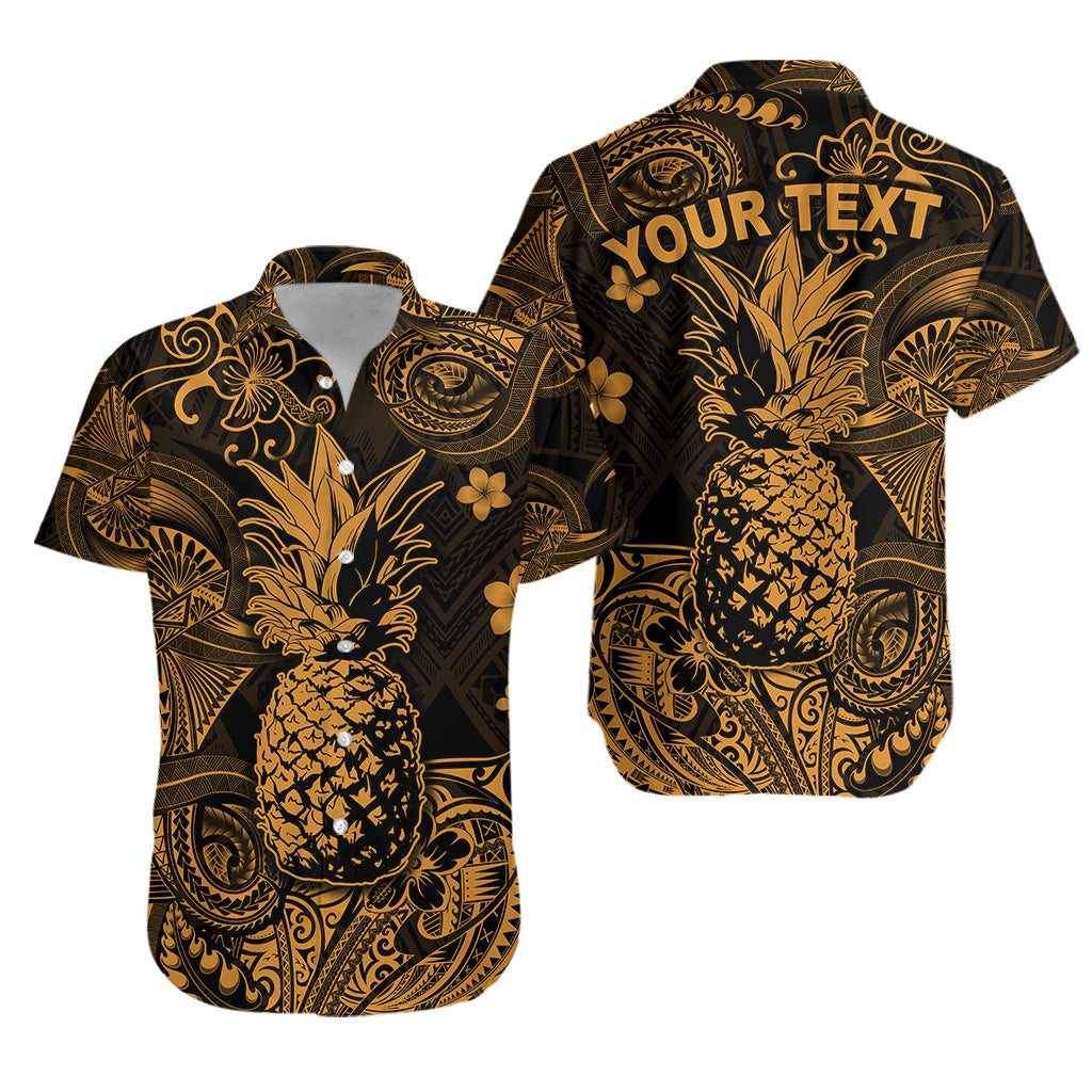 Custom Personalised Hawaii Pineapple Polynesian Hawaiian Shirt Unique Style - Gold
