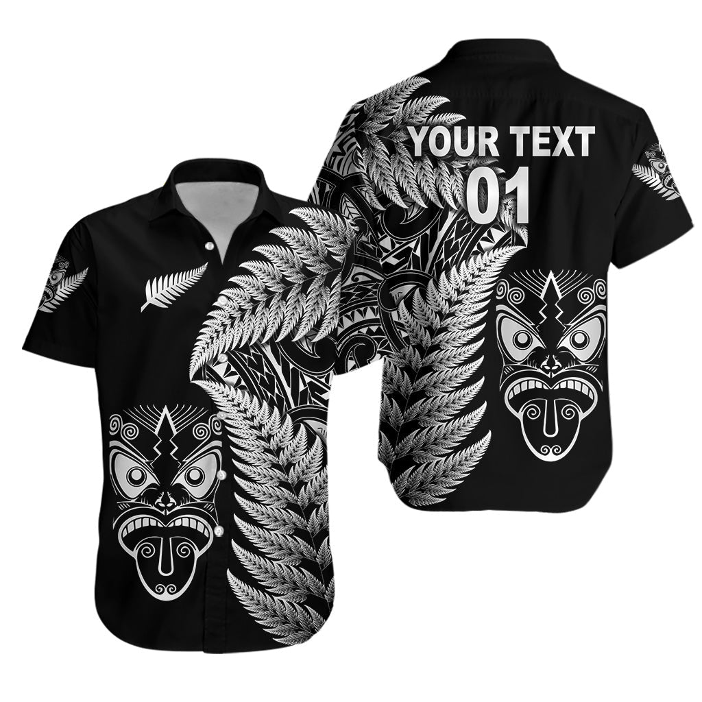 Custom Personalised New Zealand Haka Rugby Maori Hawaiian Shirt Silver Fern Vibes - Black