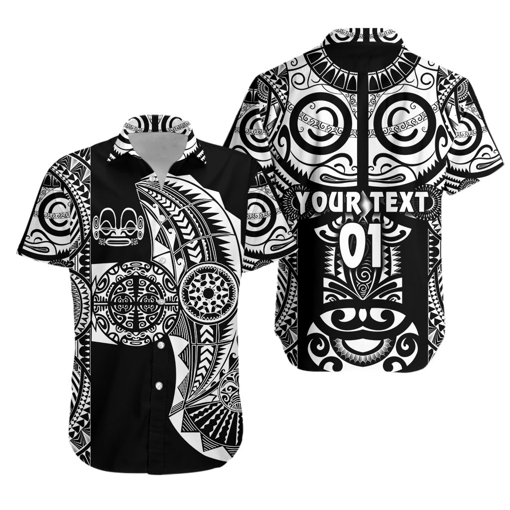 Custom Personalised Marquesas Islands Hawaiian Shirt Marquesan Tattoo Original Style - Black