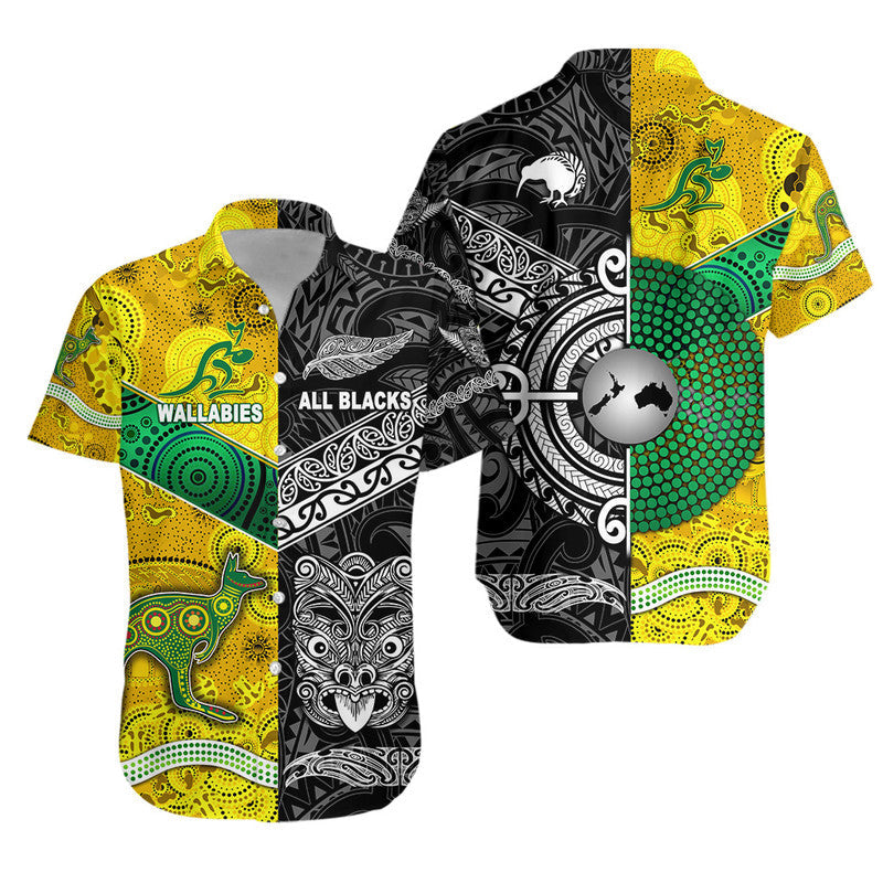 New Zealand Maori All Black And Australia Wallabies Aboriginal Hawaiian Shirt Rugby Together