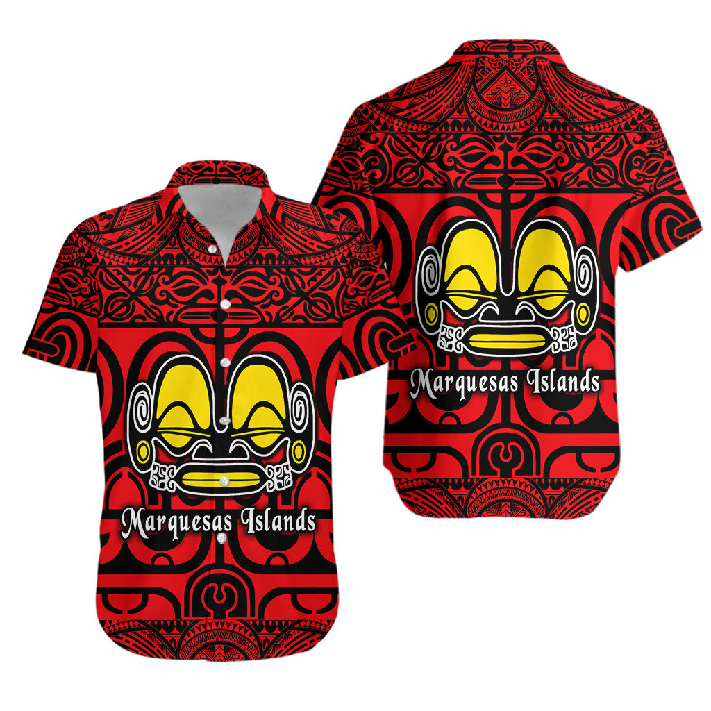 Marquesas Islands Hawaiian Shirt Marquesan Tattoo Simple Style - Red