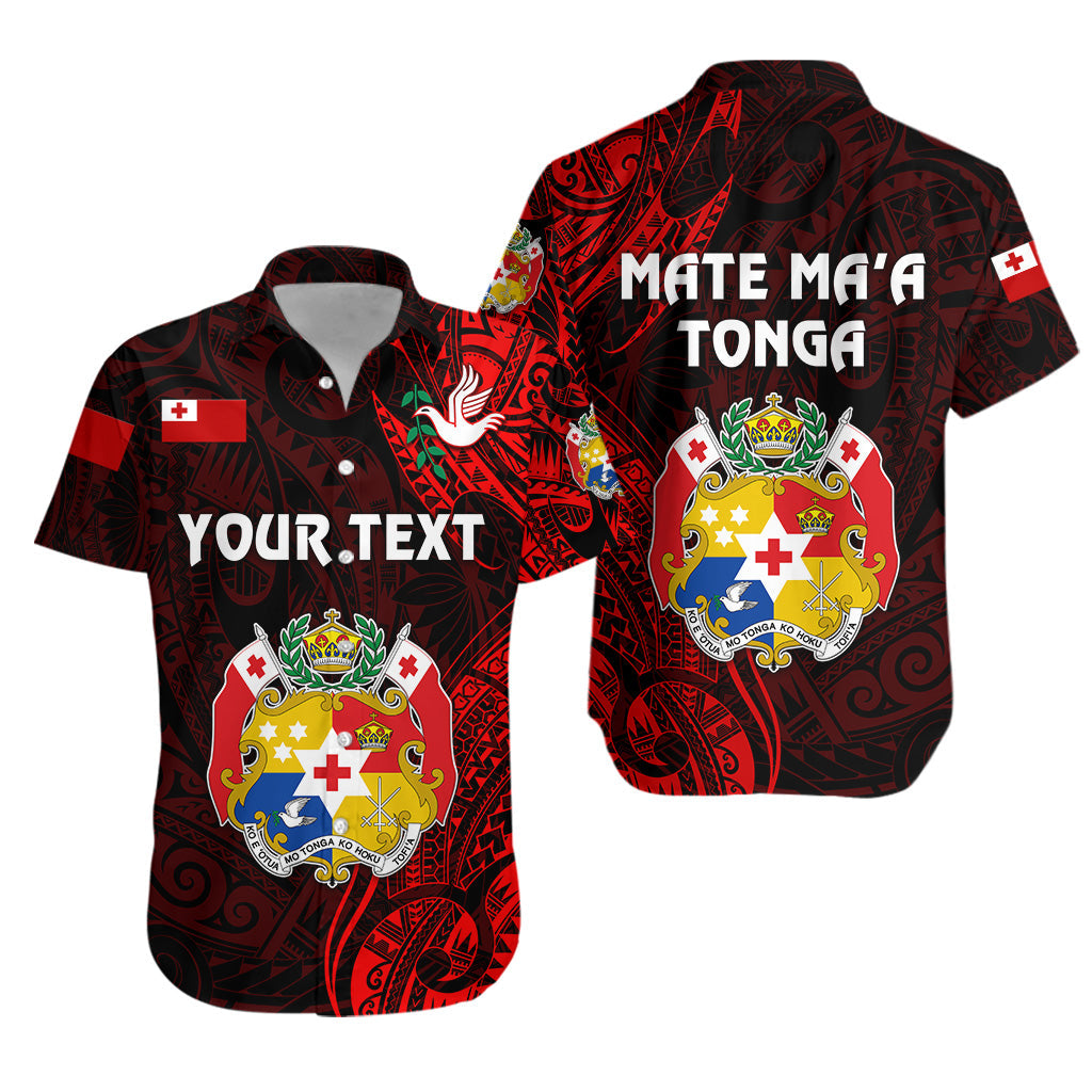 Custom Personalised Tonga Coat Of Arms Hawaiian Shirt Simple Vibes - Red