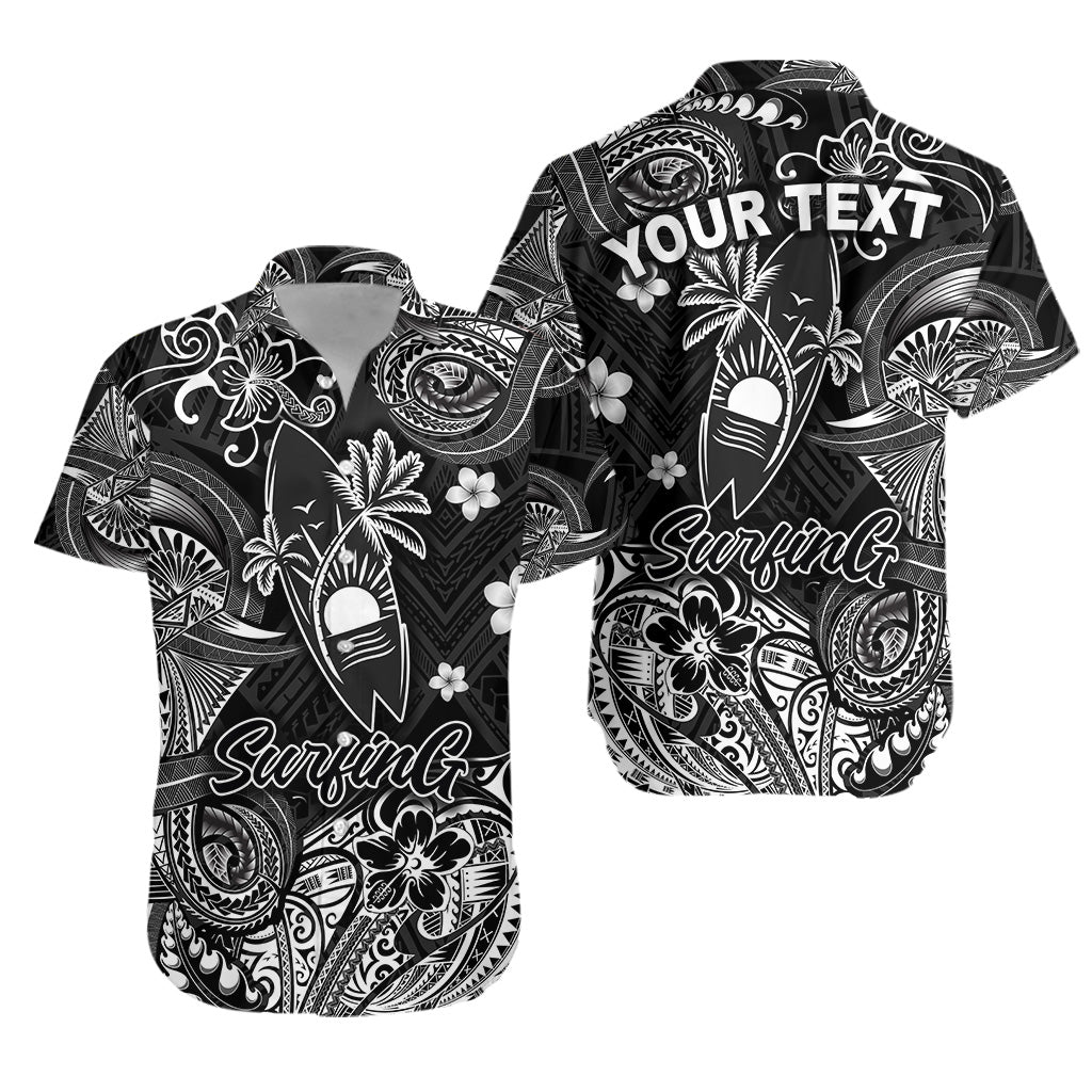 Custom Personalised Hawaii Surfing Polynesian Hawaiian Shirt Unique Style - Black