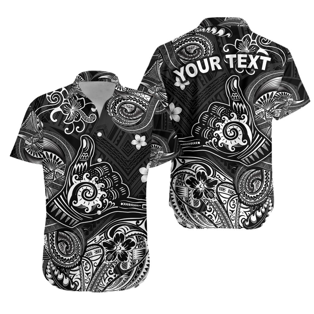 Custom Personalised Hawaii Shaka Polynesian Hawaiian Shirt Unique Style - Black