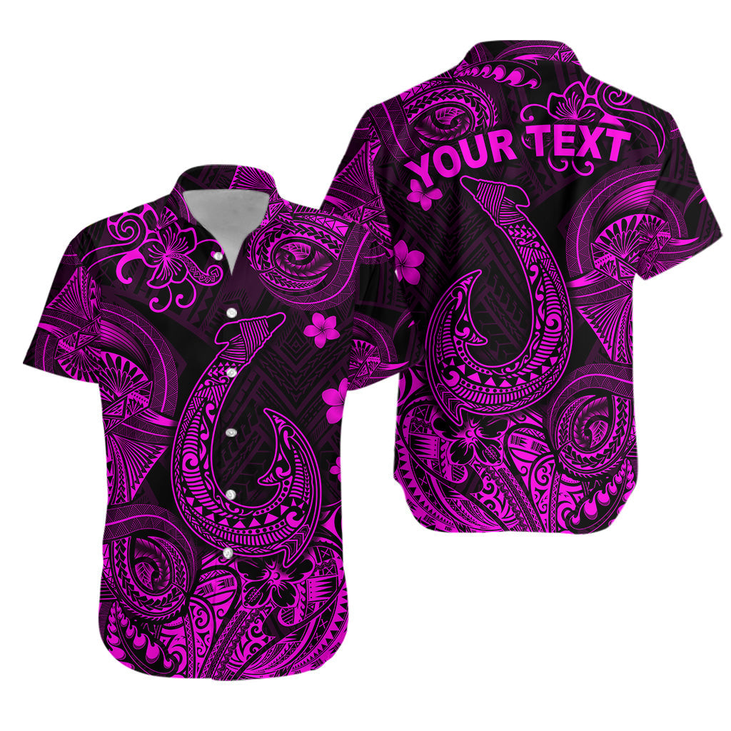Custom Personalised Hawaii Fish Hook Polynesian Hawaiian Shirt Unique Style - Pink