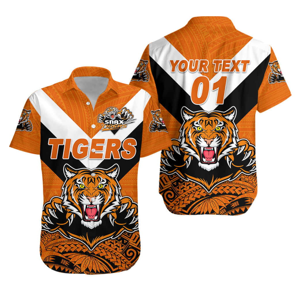 Custom Personalised Papua New Guinea Lae Snax Tigers Hawaiian Shirt Rugby Simple Style - Orange, Custom Text And Number