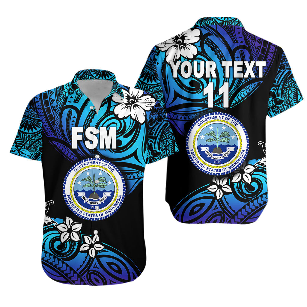 Custom Personalised Federated States of Micronesia Hawaiian Shirt Unique Vibes - Blue
