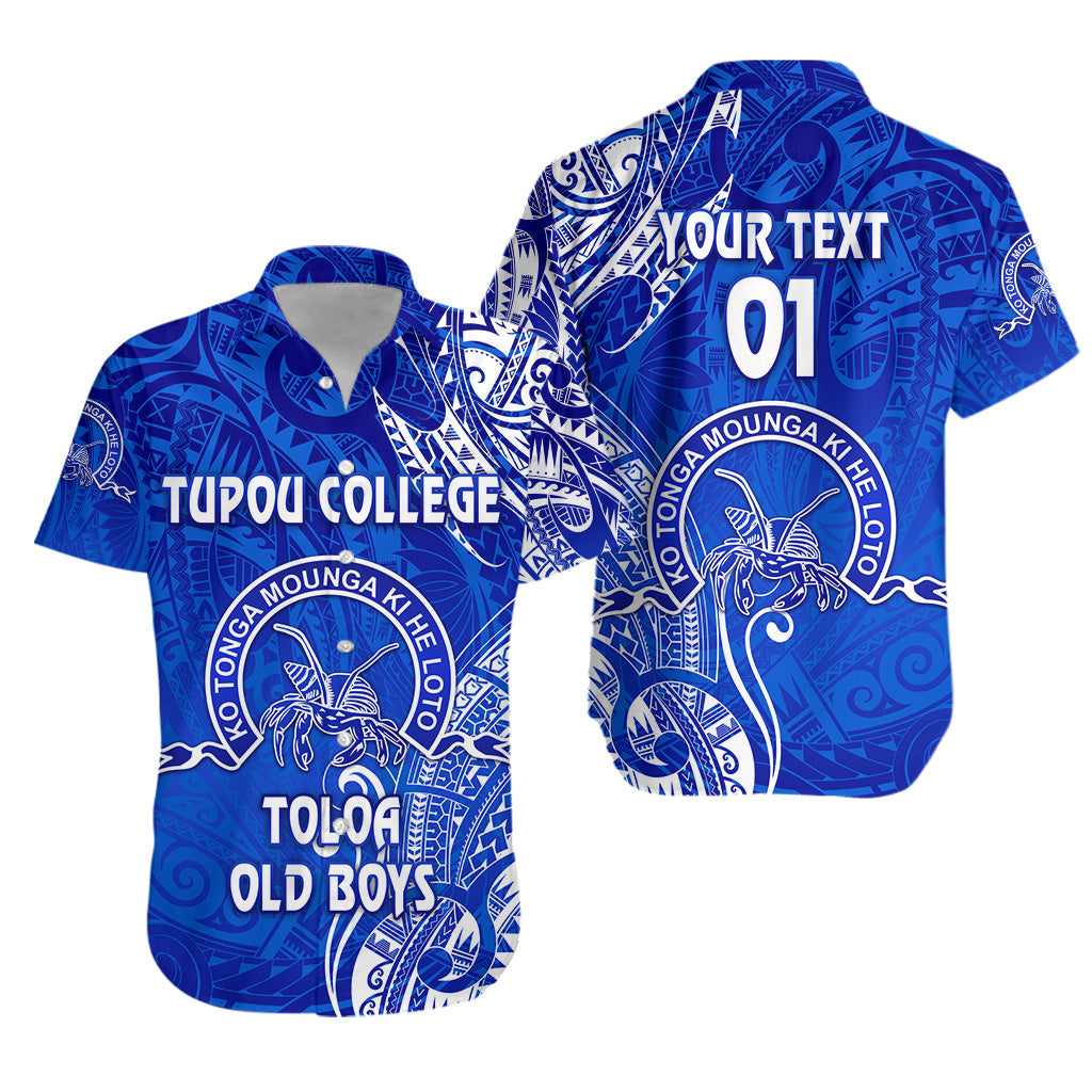 Custom Personalised Tonga Tupou College Hawaiian Shirt Toloa Old Boys Simple Vibes - Blue, Custom Text And Number