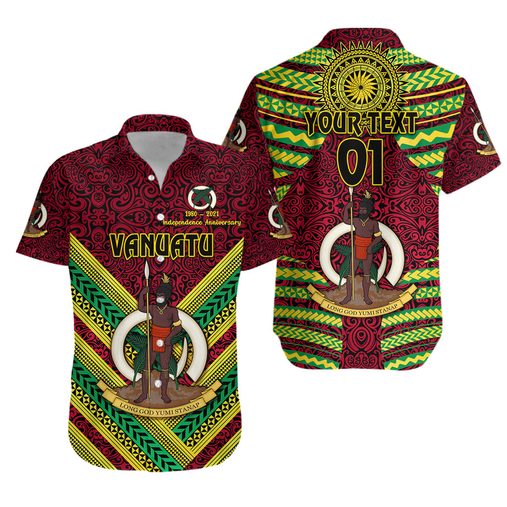 Custom Personalised Vanuatu Special Independence Anniversary Hawaiian Shirt Creative Style - Red, Custom Text And Number