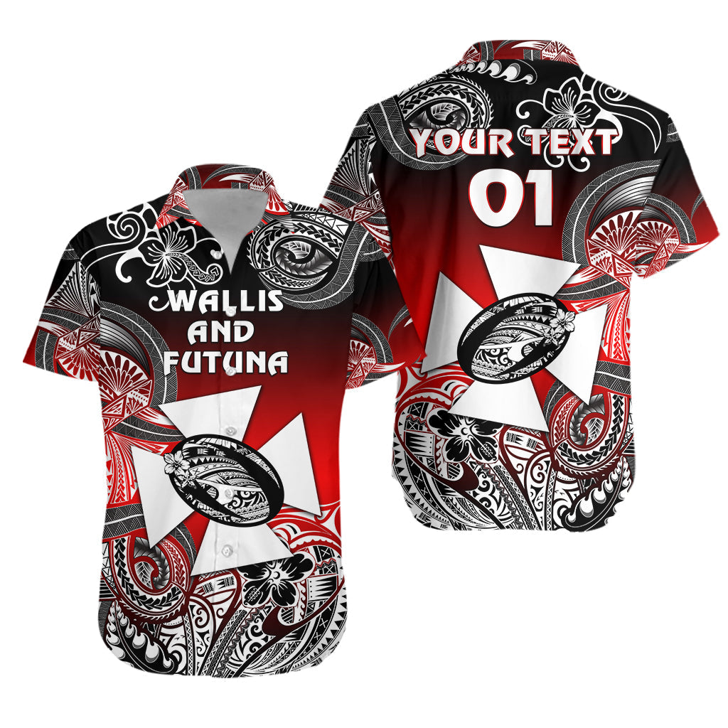 Custom Personalised Wallis and Futuna Polynesian Hawaiian Shirt Unique Style - Gradient Red Black
