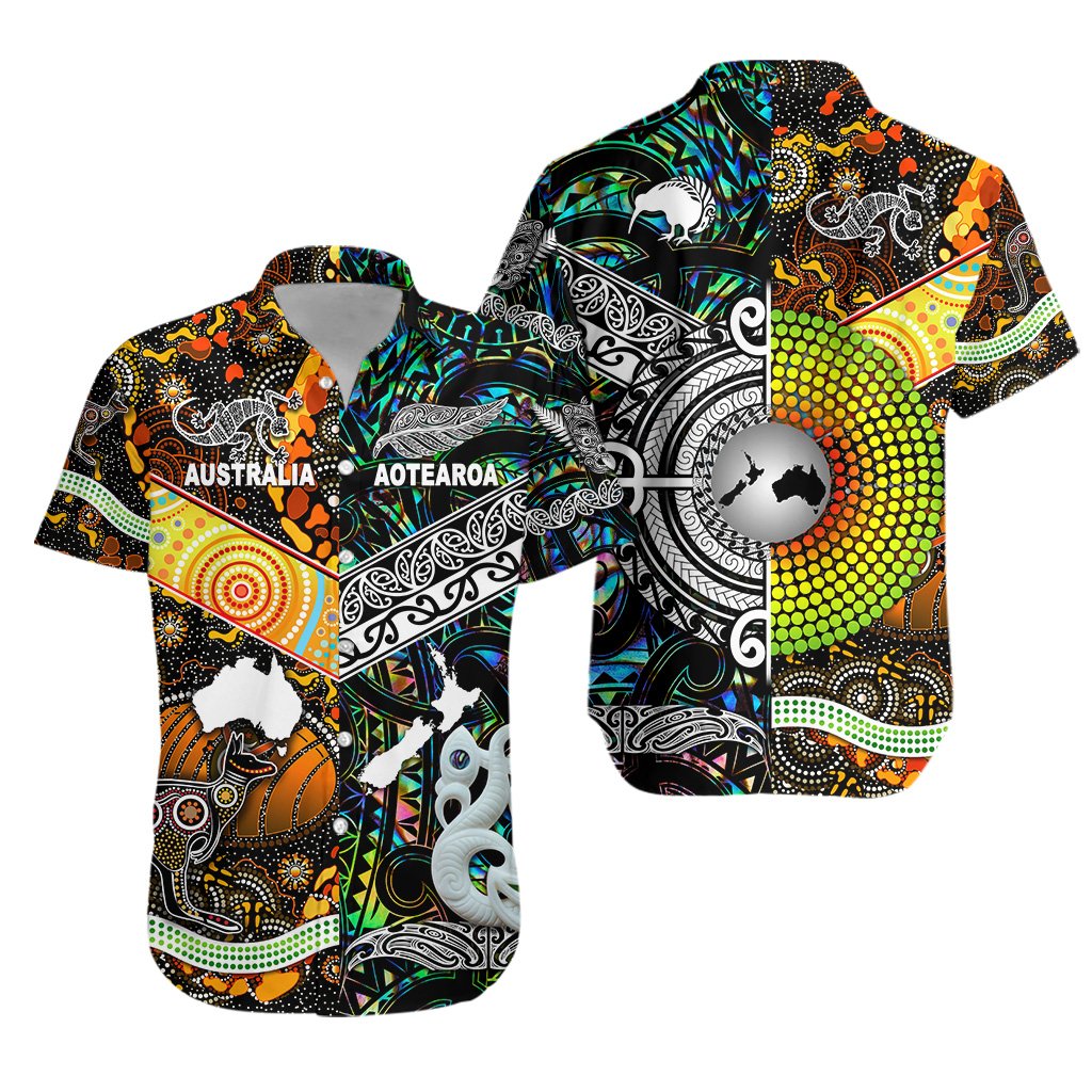 New Zealand Maori Aotearoa And Australia Aboriginal Hawaiian Shirt Together - Paua Shell
