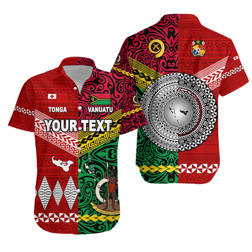 Custom Personalised Vanuatu And Tonga Hawaiian Shirt Polynesian Together - Bright Red