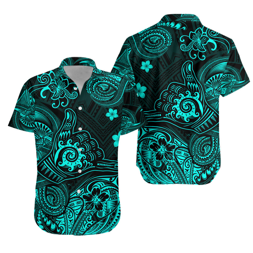 Hawaii Shaka Polynesian Hawaiian Shirt Unique Style - Turquoise