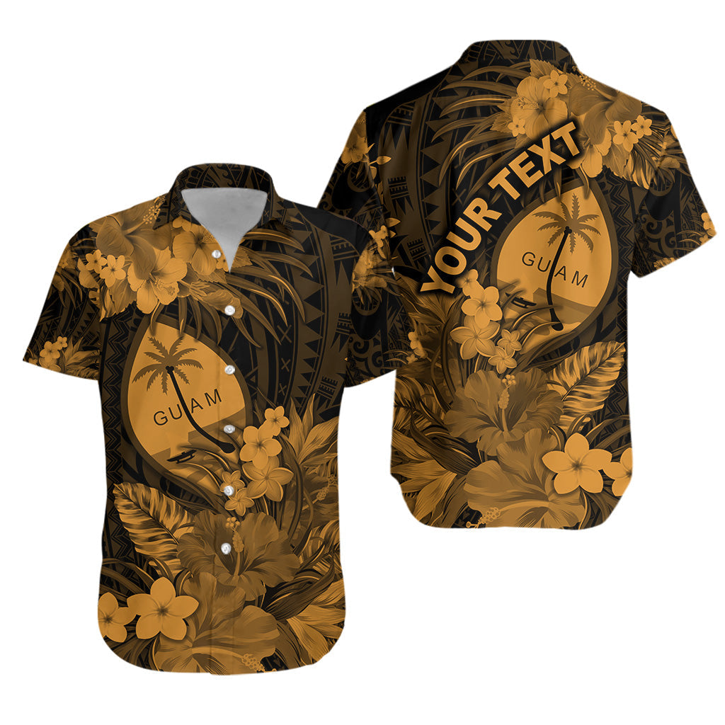 Custom Personalised Guam Polynesian Hawaiian Shirt Tropical Flowers - Tan