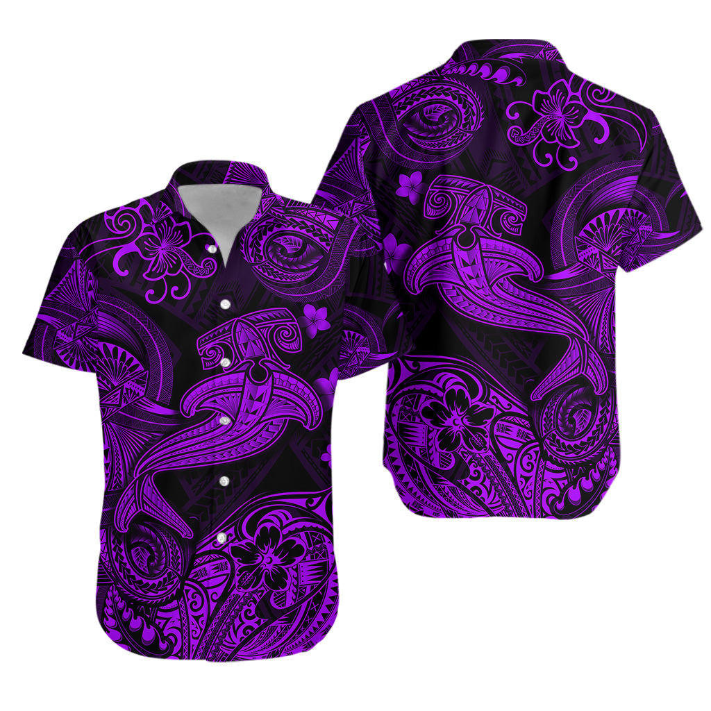Hawaii Hammer Shark Polynesian Hawaiian Shirt Unique Style - Purple