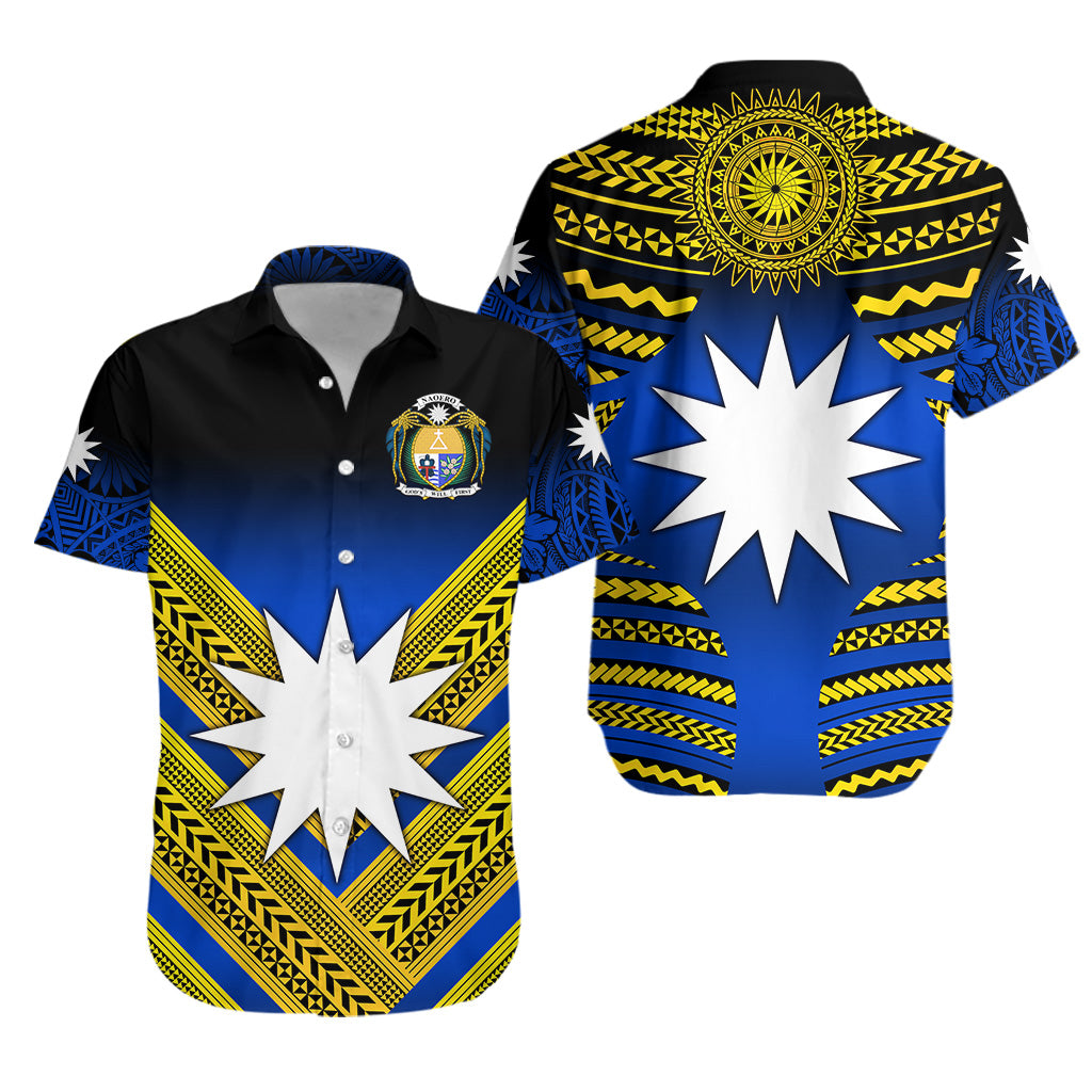 Nauru Polynesian Flag Hawaiian Shirt Creative Style - Gradient Blue