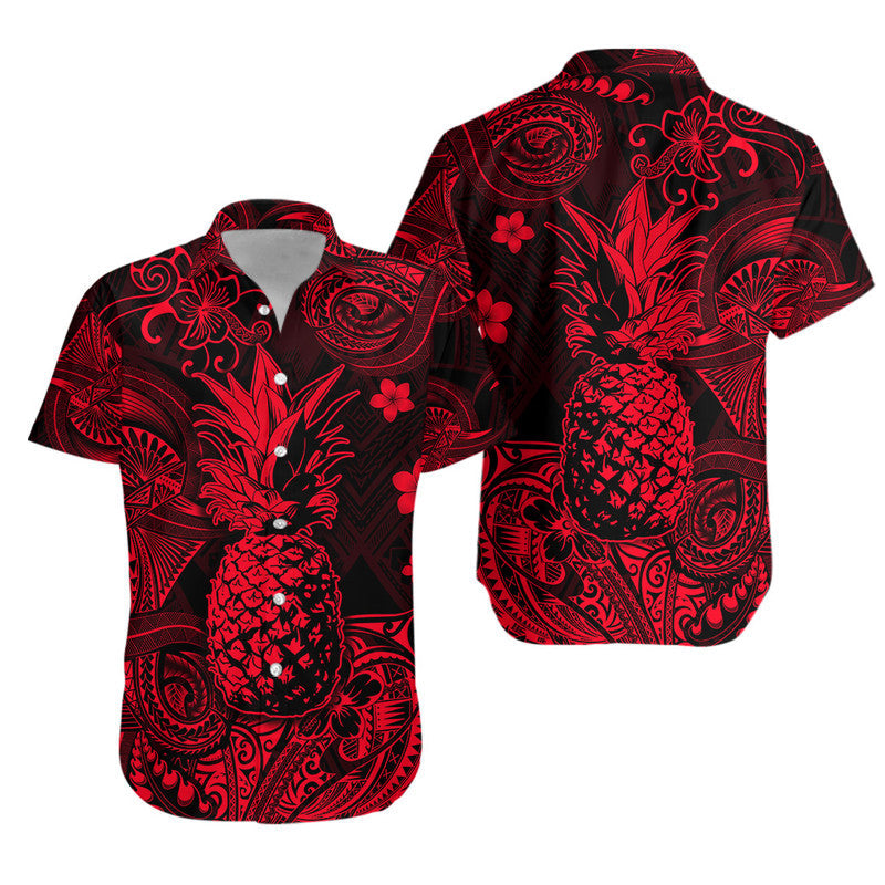 Matching Hawaiian Outfits Hawaii Pineapple Polynesian Combo Dress and Hawaiian Shirt Matching Couples Outfit Unique Style Red