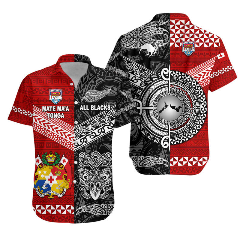 Mate Ma'a Tonga Ngatu And New Zealand Maori All Black Aboriginal Hawaiian Shirt Rugby Together