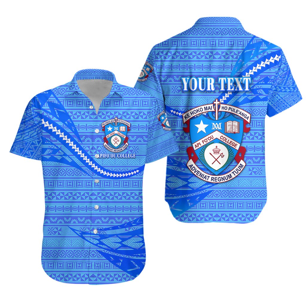 Custom Personalised ‘Apifo’ou College Hawaiian Shirt Tonga Unique Version - Full Blue