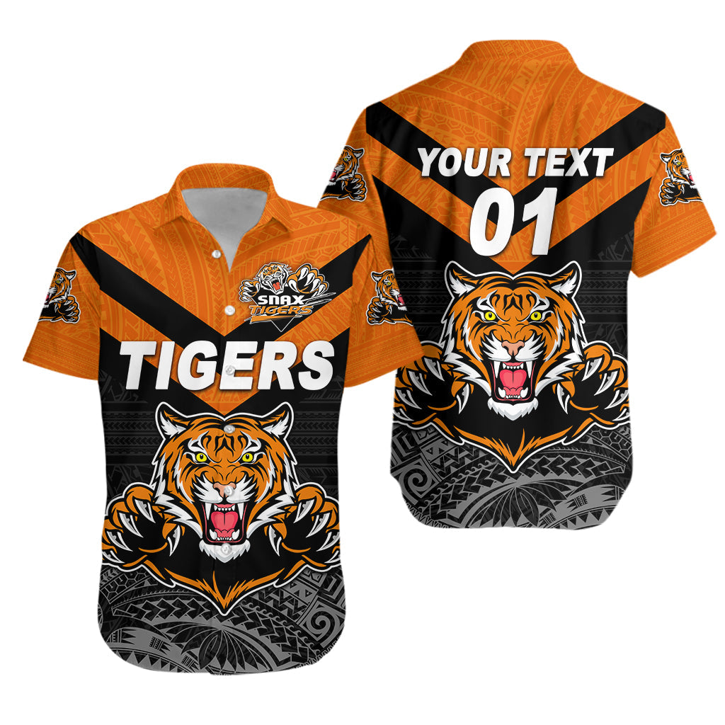 Custom Personalised Papua New Guinea Lae Snax Tigers Hawaiian Shirt Rugby Original Style - Black, Custom Text And Number