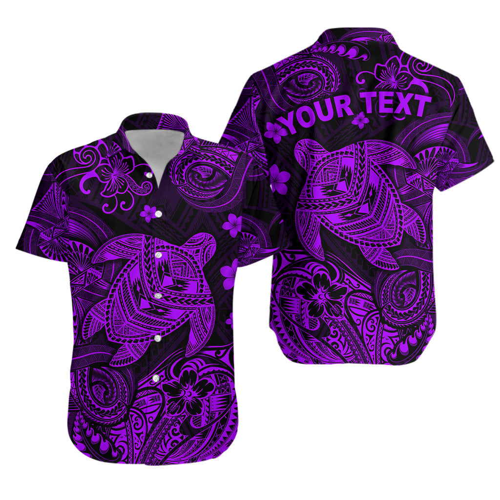 Custom Personalised Hawaii Turtle Polynesian Hawaiian Shirt Plumeria Flower Unique Style - Purple