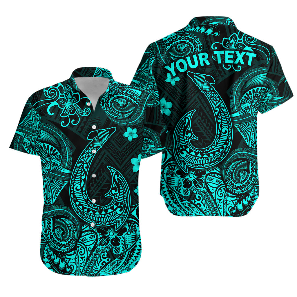 Custom Personalised Hawaii Fish Hook Polynesian Hawaiian Shirt Unique Style - Turquoise
