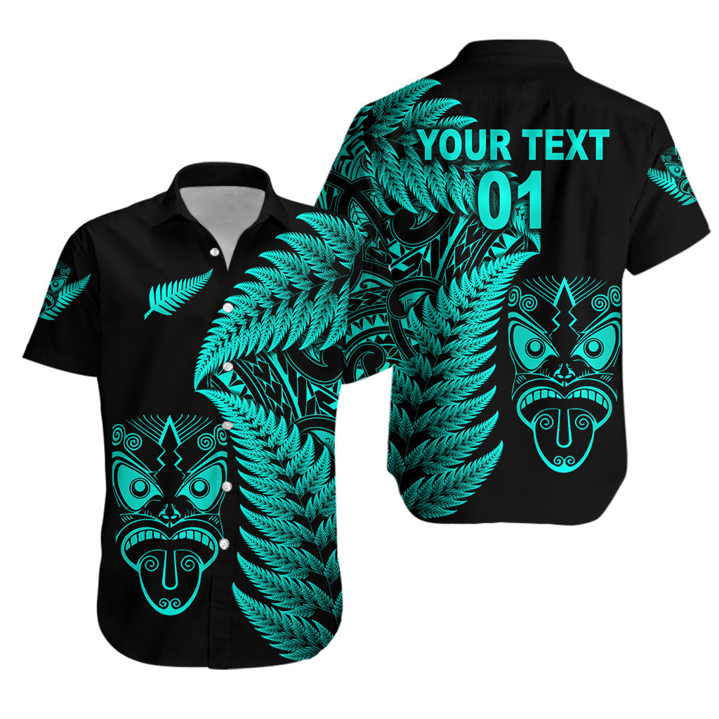Custom Personalised New Zealand Haka Rugby Maori Hawaiian Shirt Silver Fern Vibes - Turquoise