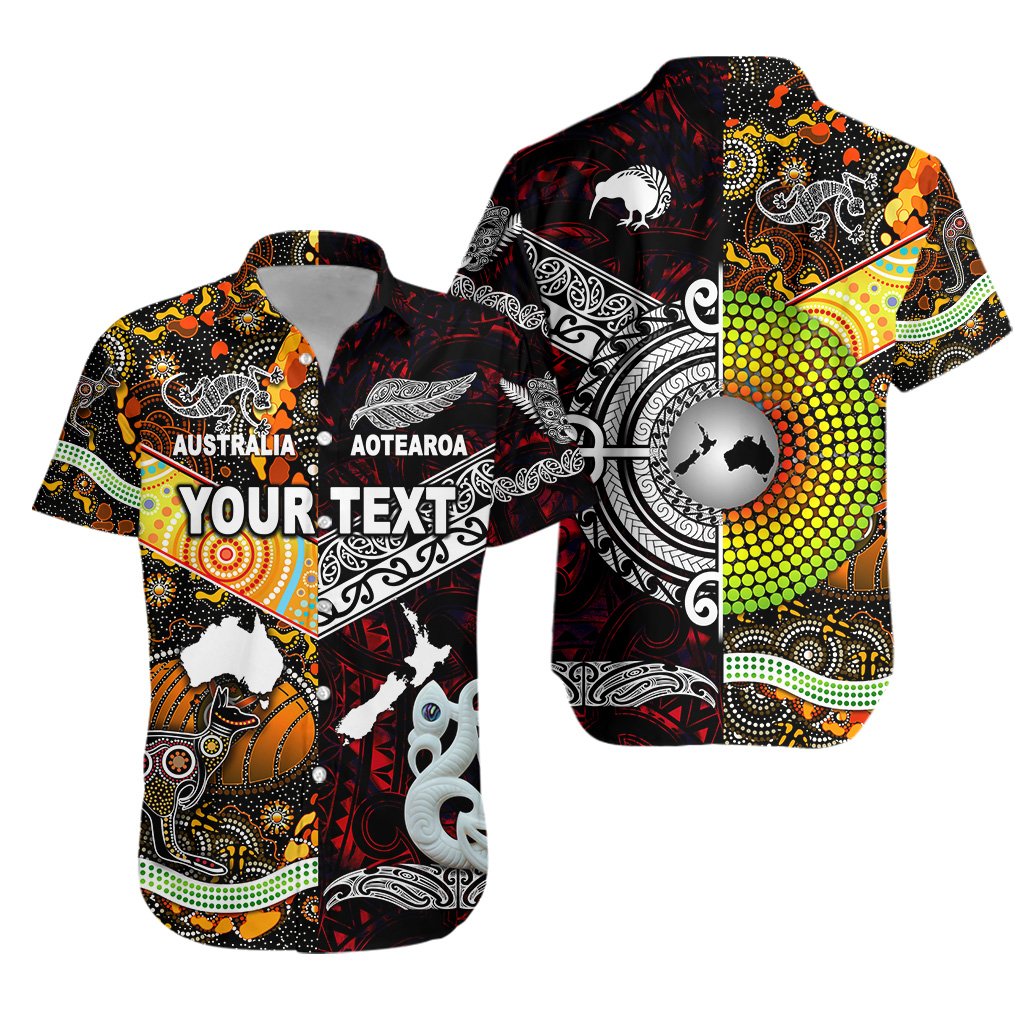 Custom Personalised New Zealand Maori Aotearoa And Australia Aboriginal Hawaiian Shirt Together - Red