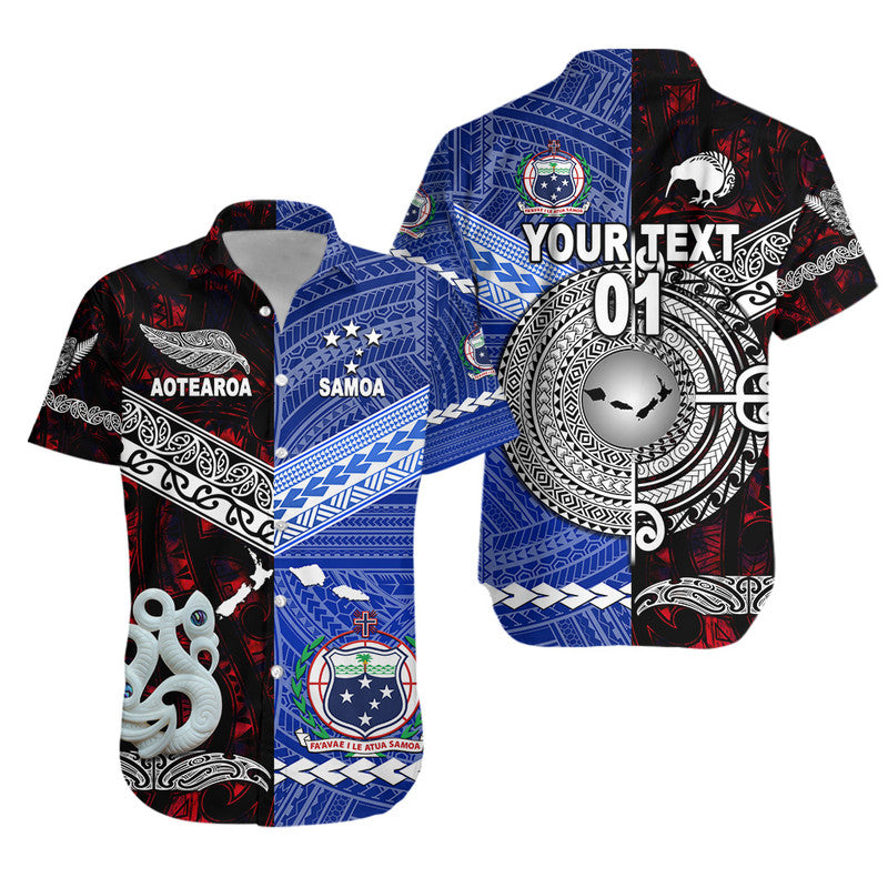 Custom Personalised Samoa And New Zealand Hawaiian Shirt Together - Red