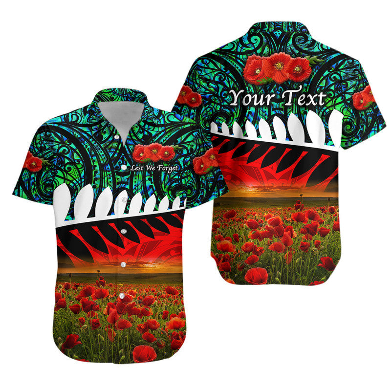 Custom Personalised New Zealand Maori ANZAC Hawaiian Shirt Poppy Vibes - Turquoise