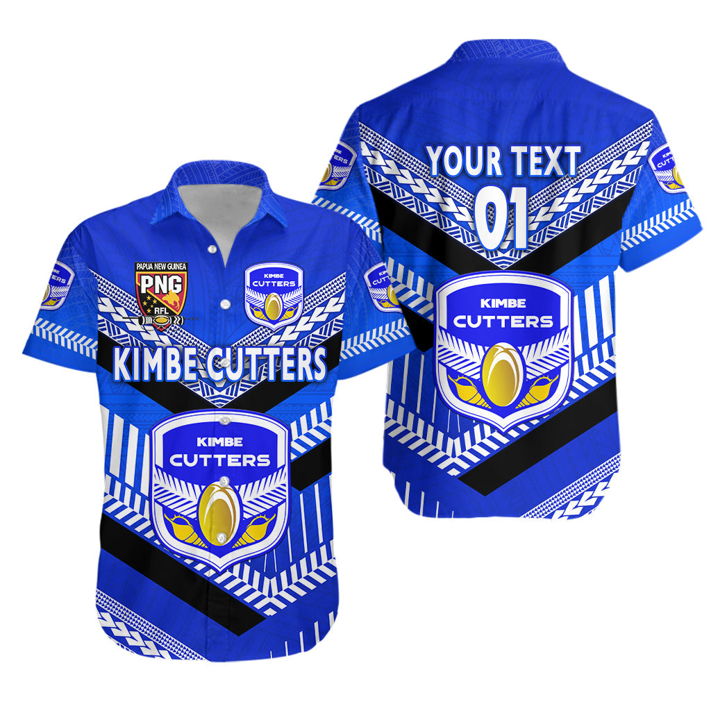 Custom Personalised Papua New Guinea Kimbe Cutters Hawaiian Shirt Rugby - Blue, Custom Text And Number