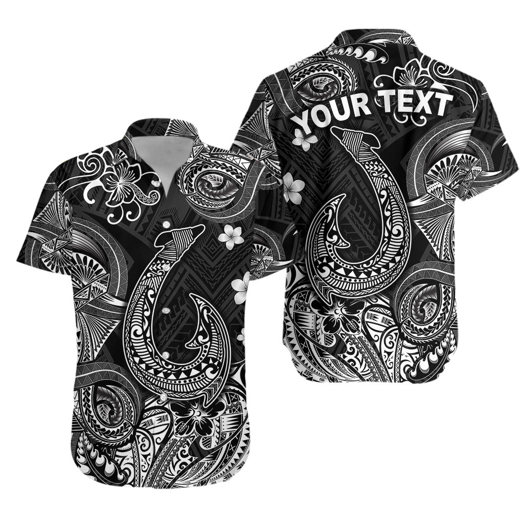 Custom Personalised Hawaii Fish Hook Polynesian Hawaiian Shirt Unique Style - Black