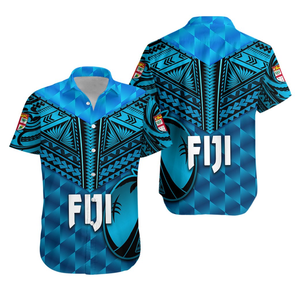 Fiji Rugby Hawaiian Shirt Coconut Sporty Vibes - Blue