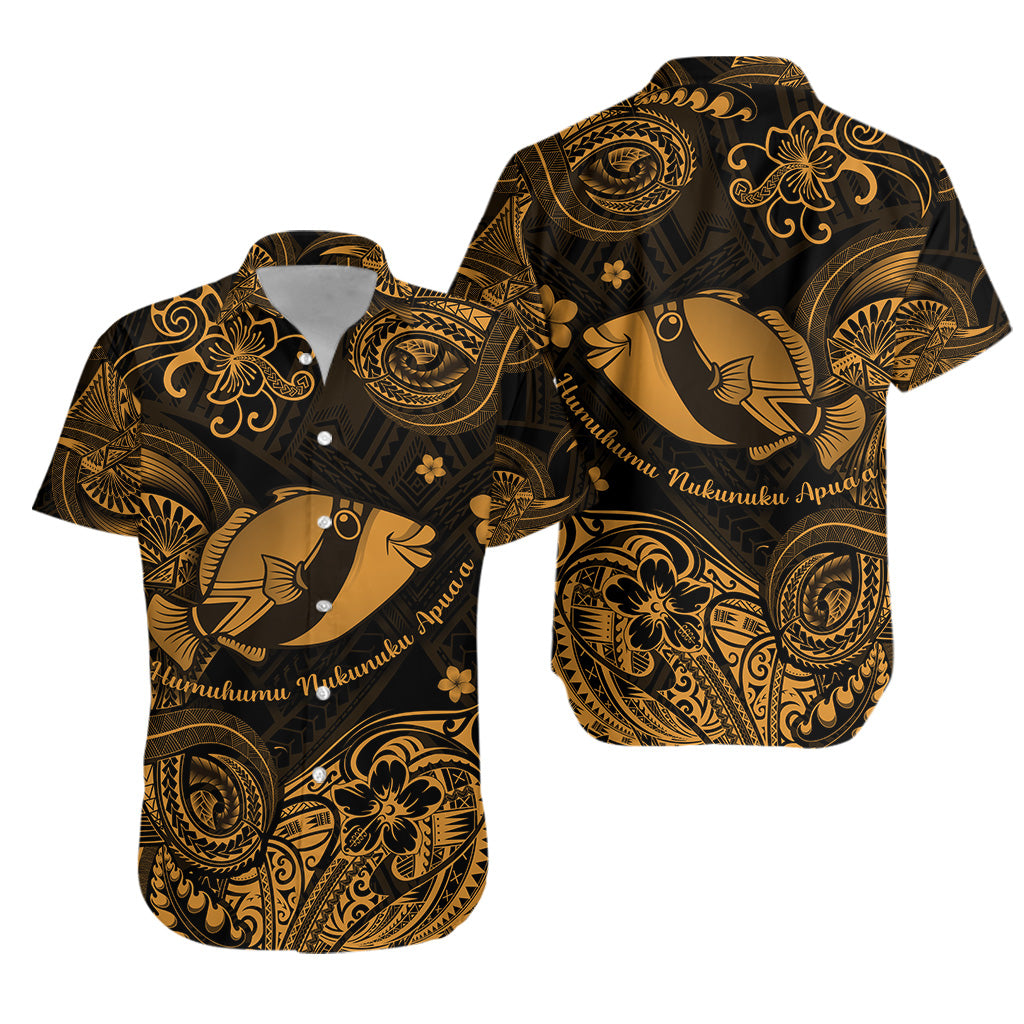 Hawaii State Fish: Humuhumu Nukunuku Apua'a Polynesian Hawaiian Shirt Unique Style - Gold