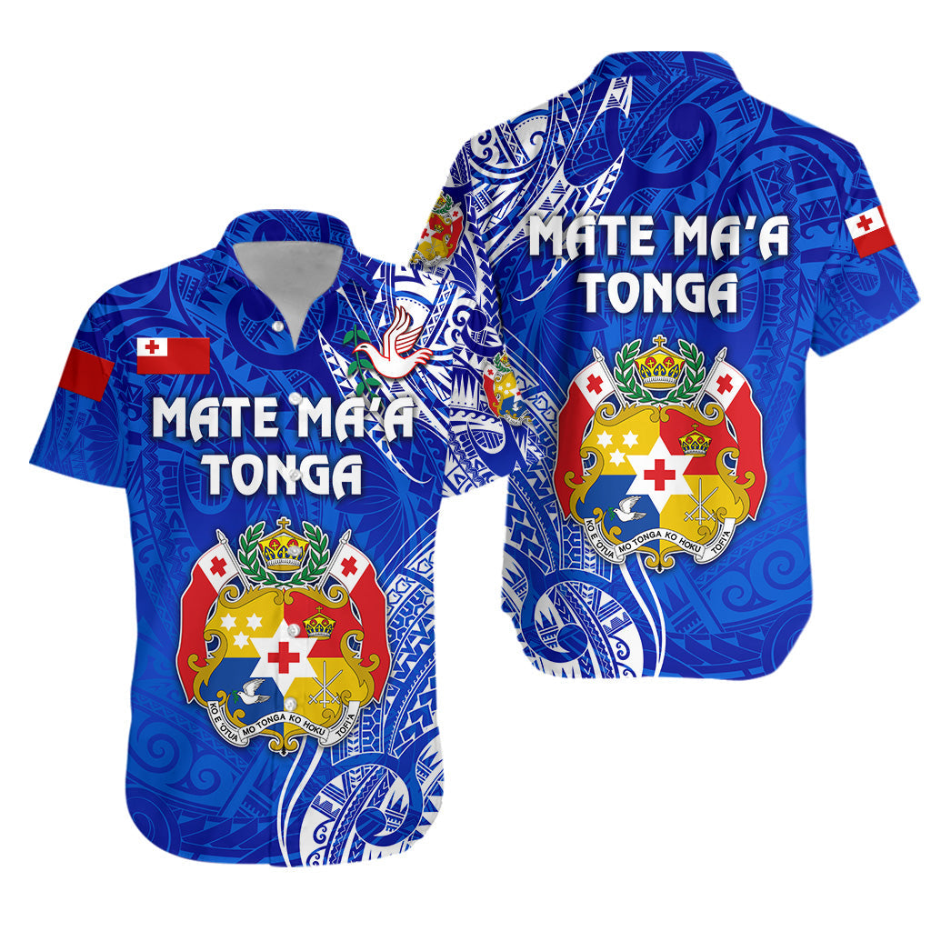 Tonga Coat Of Arms Hawaiian Shirt Simple Vibes - Blue