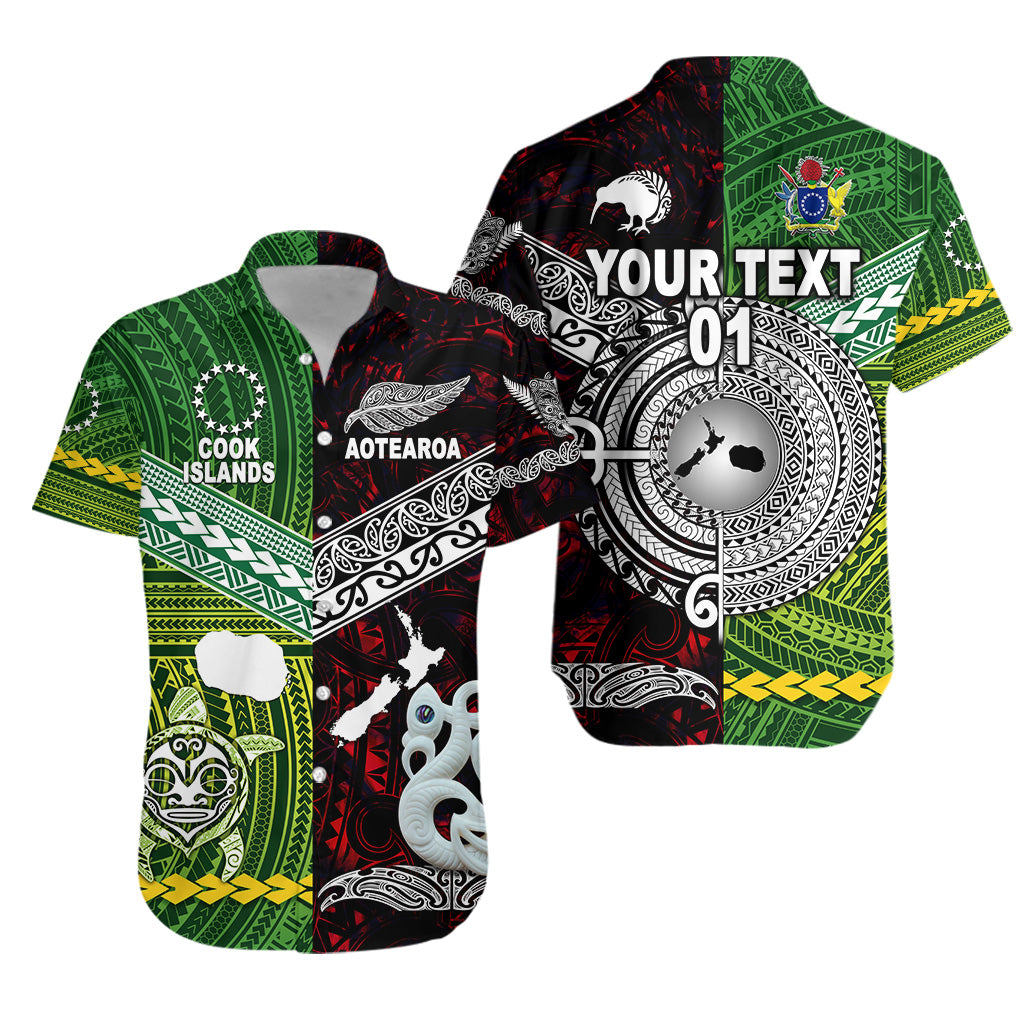 Custom Personalised New Zealand Maori Aotearoa Hawaiian Shirt Cook Islands Together - Red, Custom Text And Number