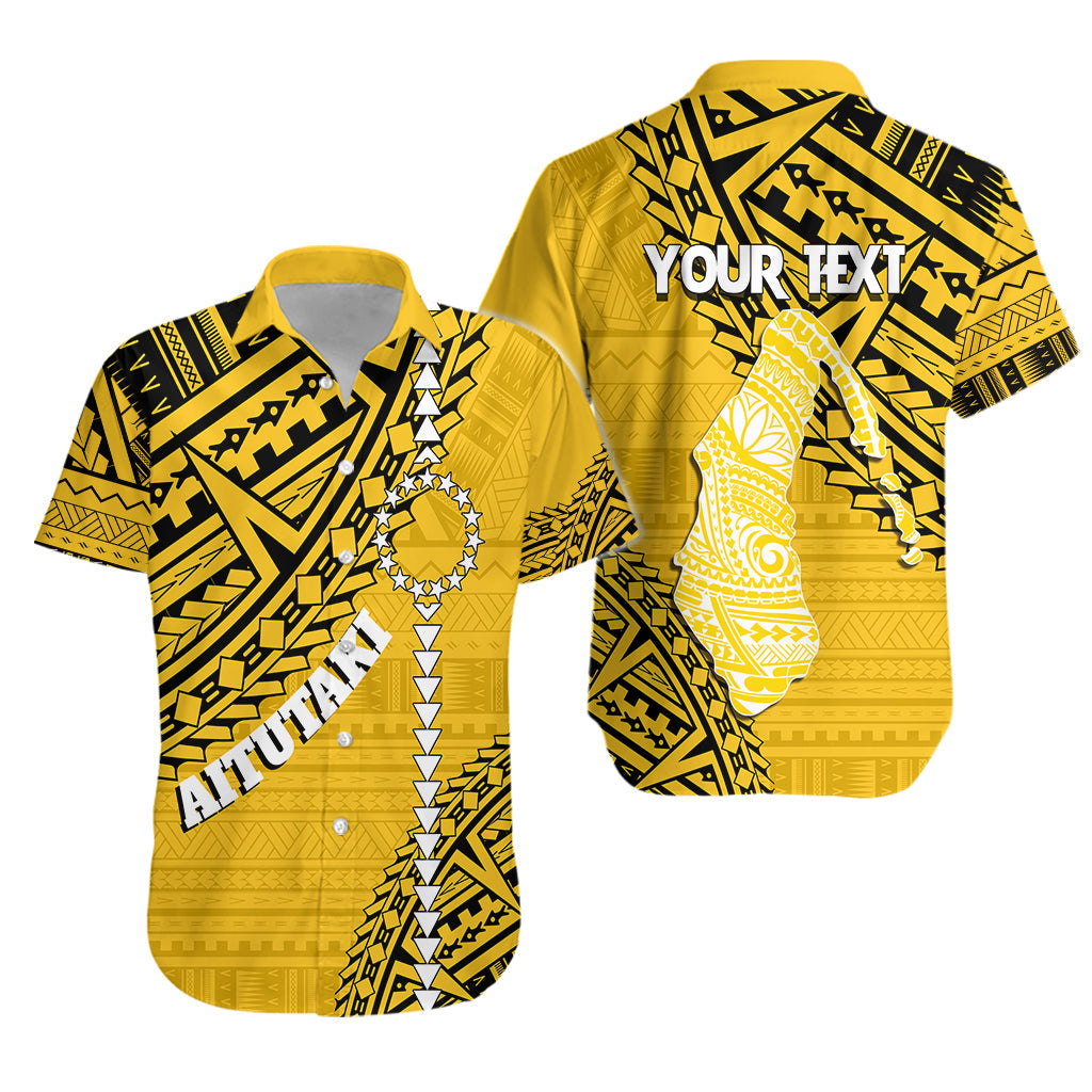 Cook Islands Tribal Personalised Hawaiian Shirt Island Map - Aitutaki Island