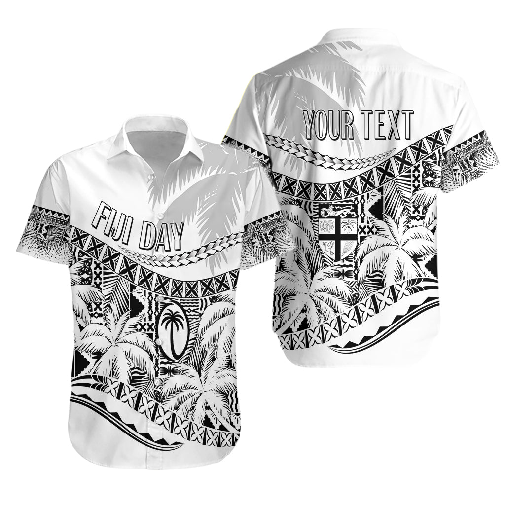 Personalised Fiji Day Hawaiian Shirt Flying Fijians Masi Kesa Style - White