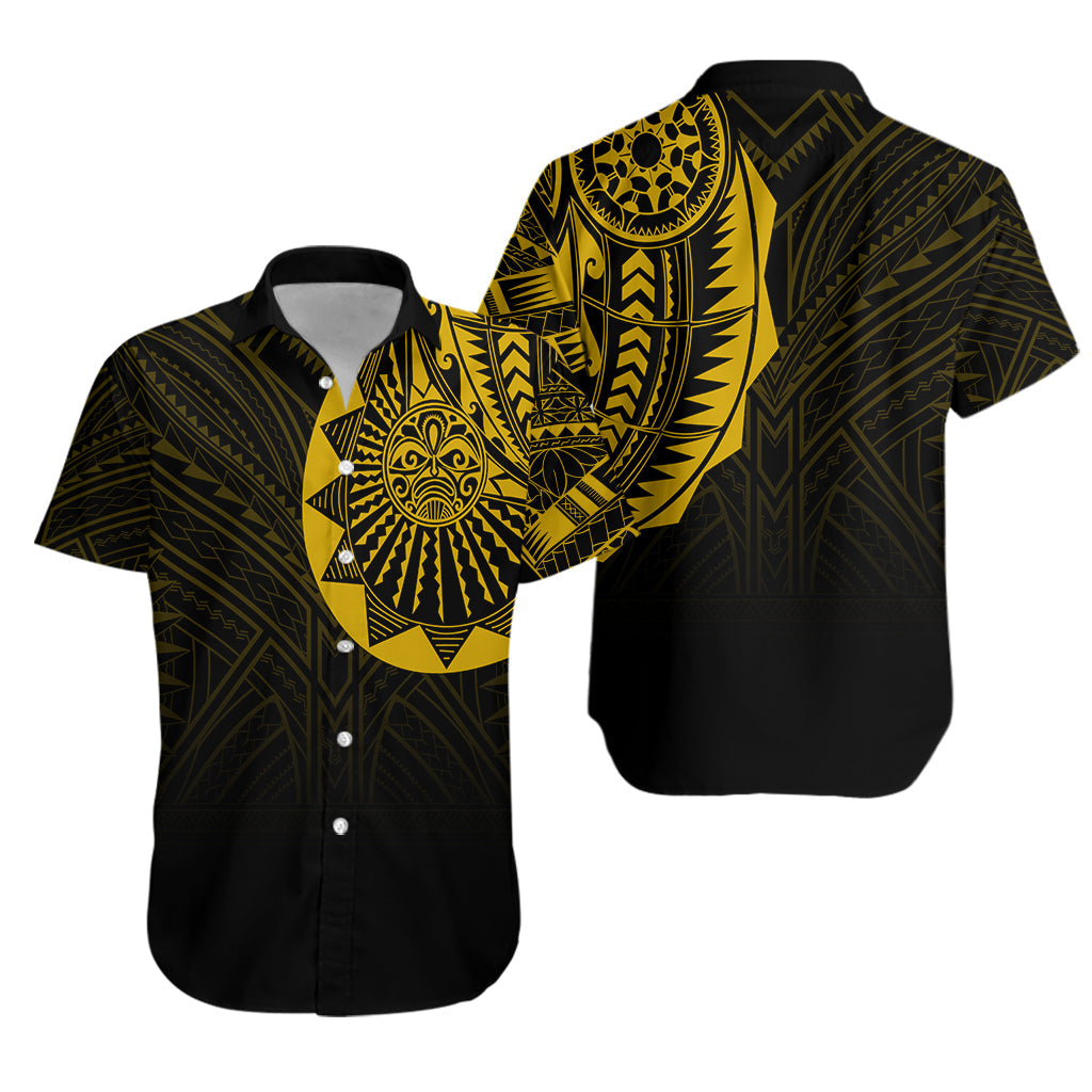 Polynesian Full Sleeve Tattoo Hawaiian Shirt Gold Vibes