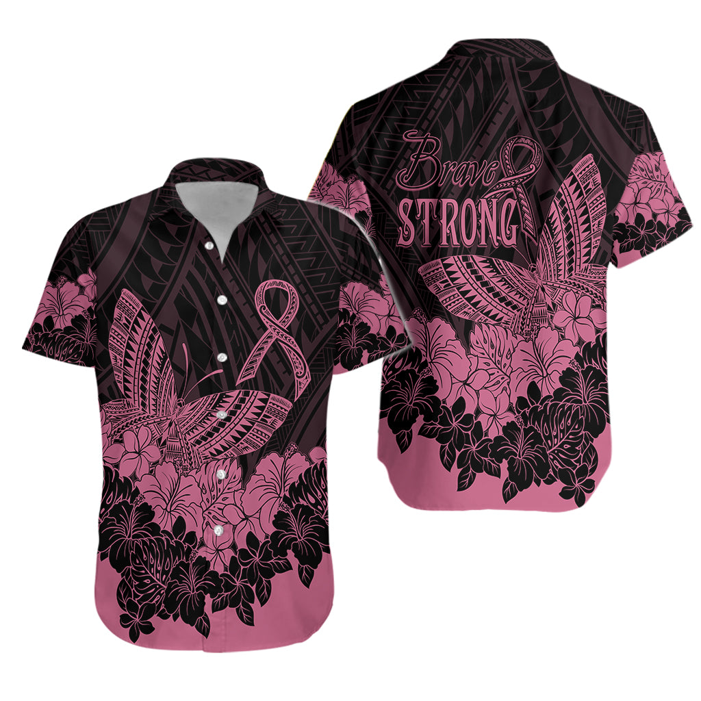 Polynesian Breast Cancer Awareness Hawaiian Shirt Floral Butterfly