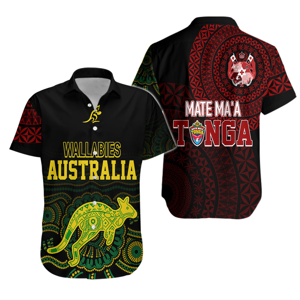 Personalised Aussie Wallabies Mix Mate Maa Tonga Hawaiian Shirt Ver 02