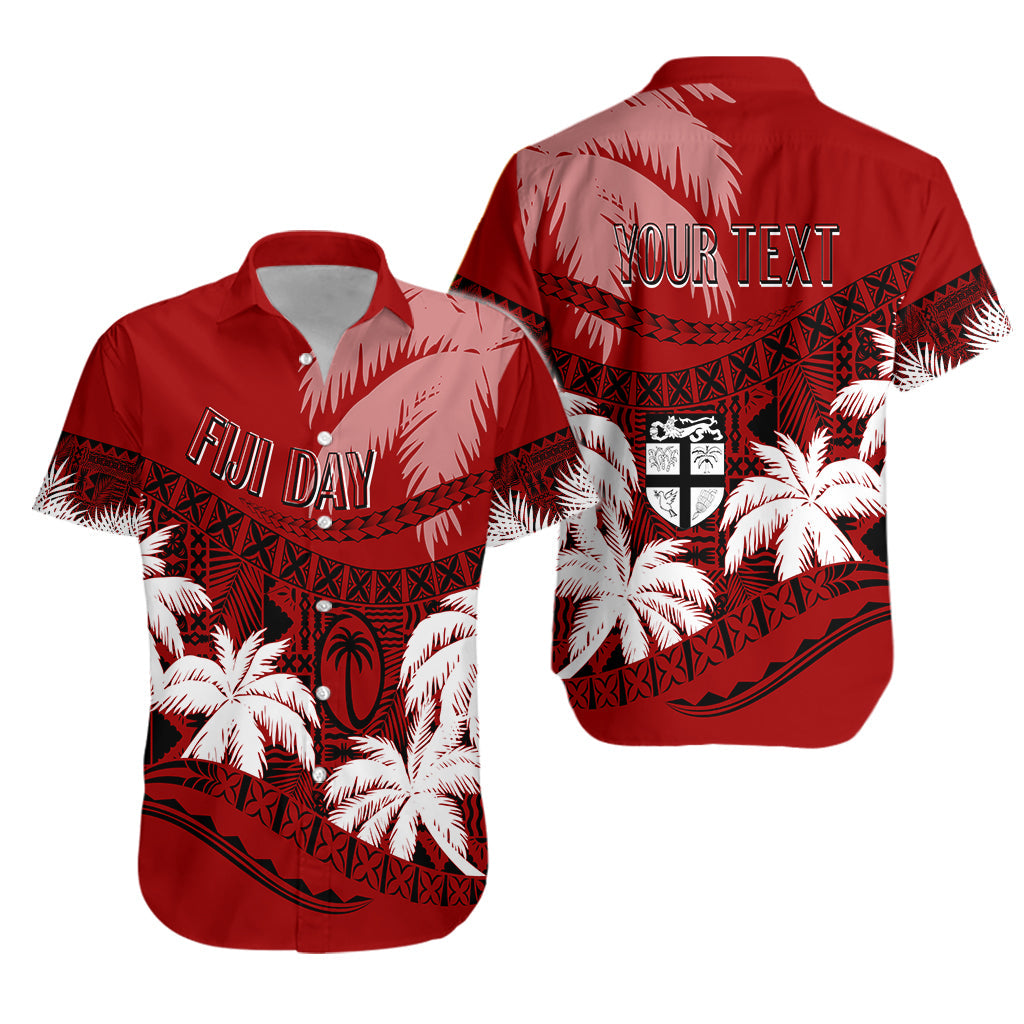 Personalised Fiji Day Hawaiian Shirt Flying Fijians Masi Kesa Style - Red