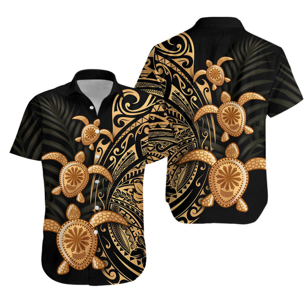 Polynesian Turtle Hawaiian Shirt Honu Family Gold