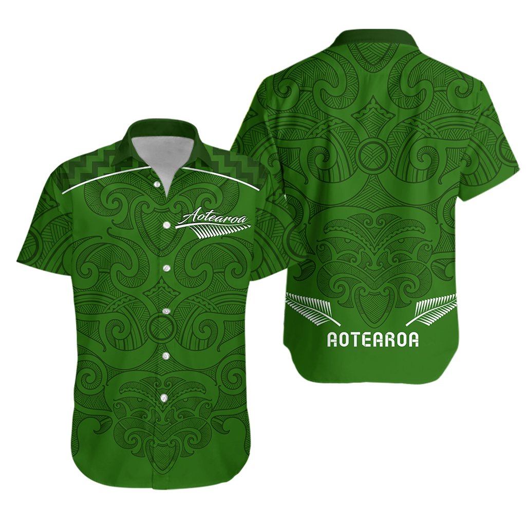 Maori 2021 Hawaiian Shirt - Green Aotearoa Tattoo