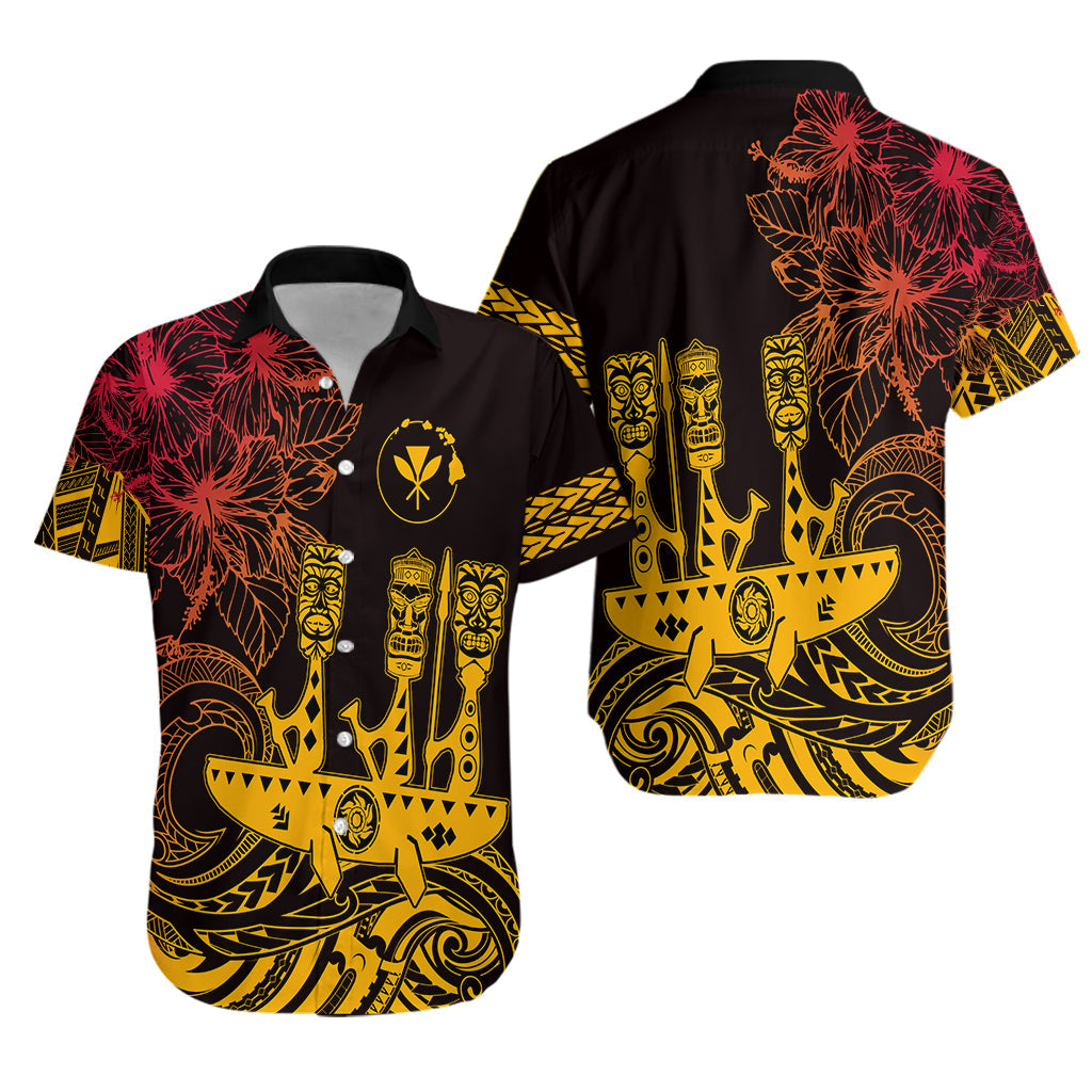 Hawaii Outrigger Canoe Paddling Hawaiian Shirt Tribal Tiki