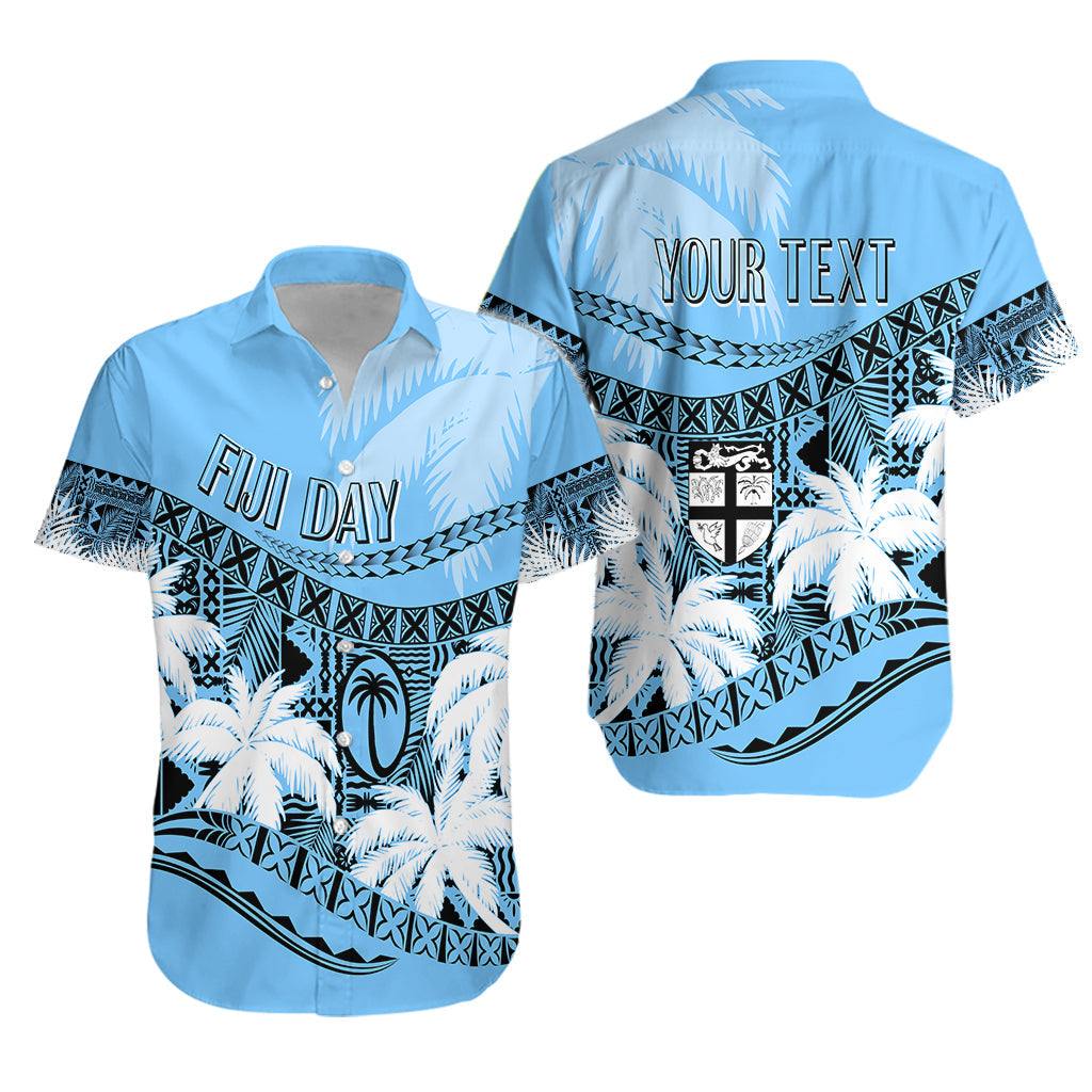 Personalised Fiji Day Hawaiian Shirt Flying Fijians Masi Kesa Style - Turquoise