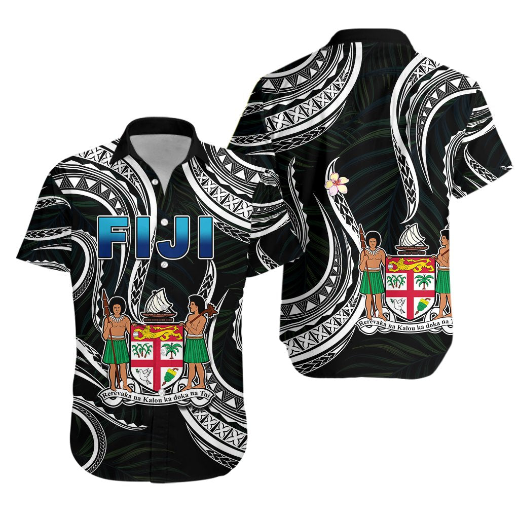 Fiji Coat of Arms Hawaiian Shirt Polynesian mix Coconut Pattern