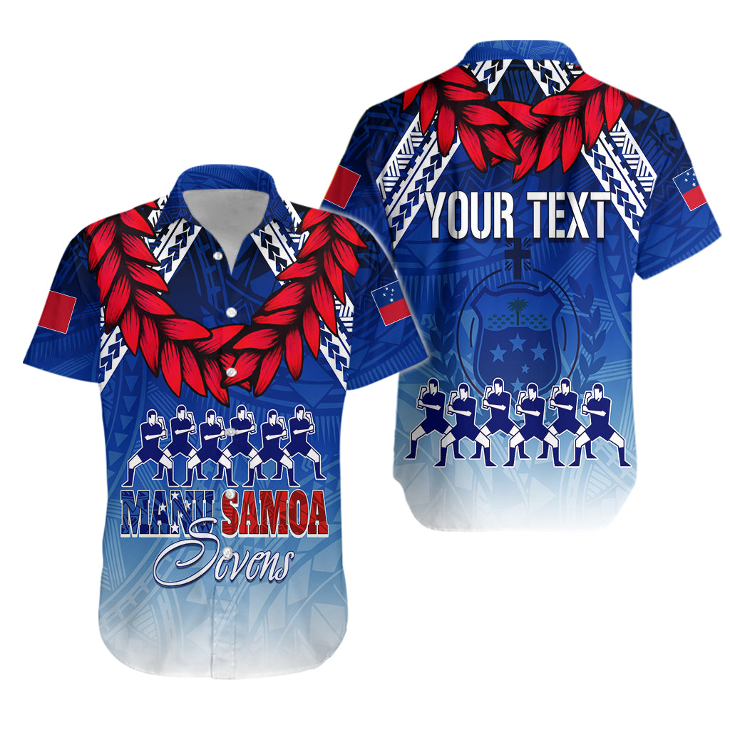 Personalised Samoa Sevens Hawaiian Shirt Manu Siva Tau With Ula Fala