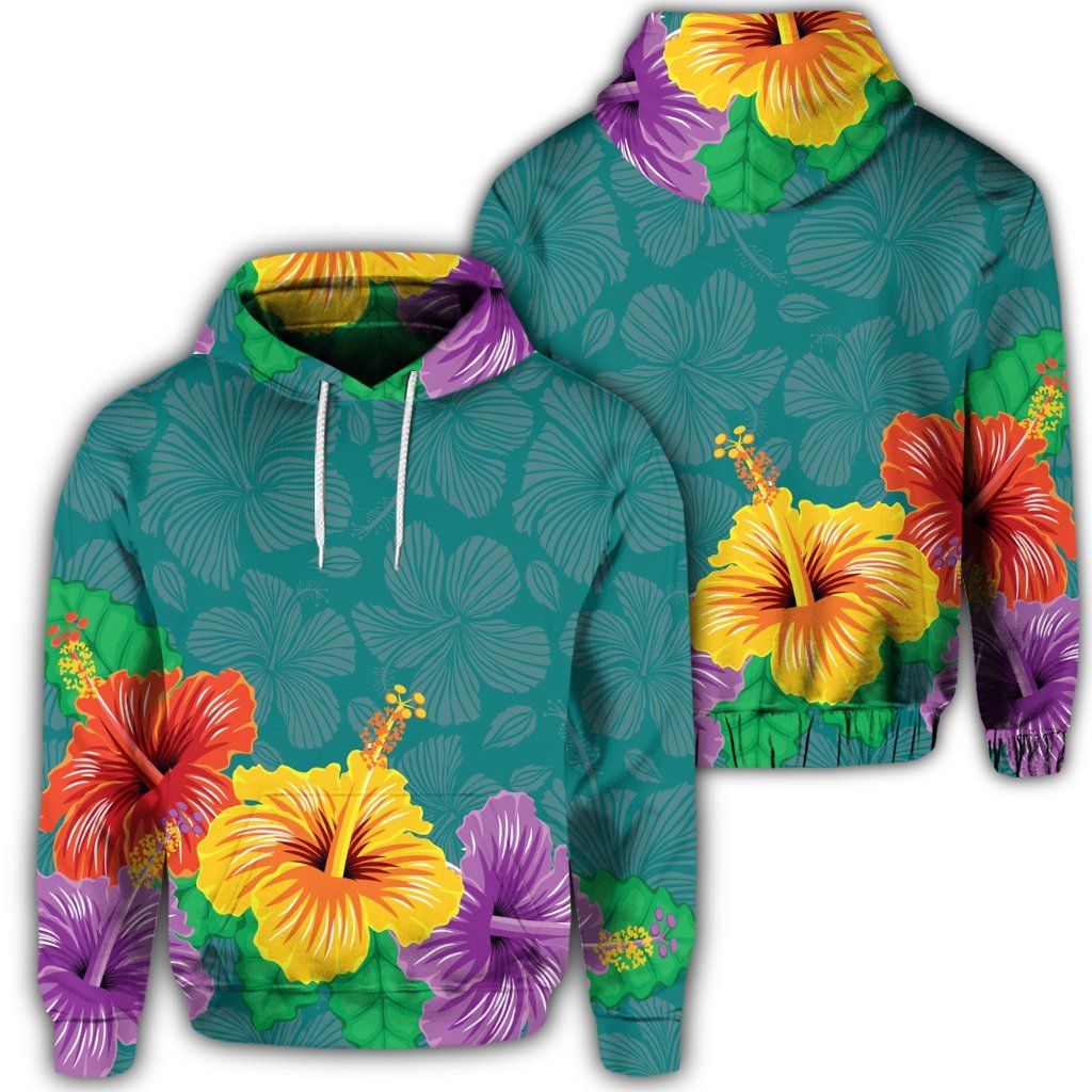 Hawaiian Colorful Hibiscus Polynesian Hoodie